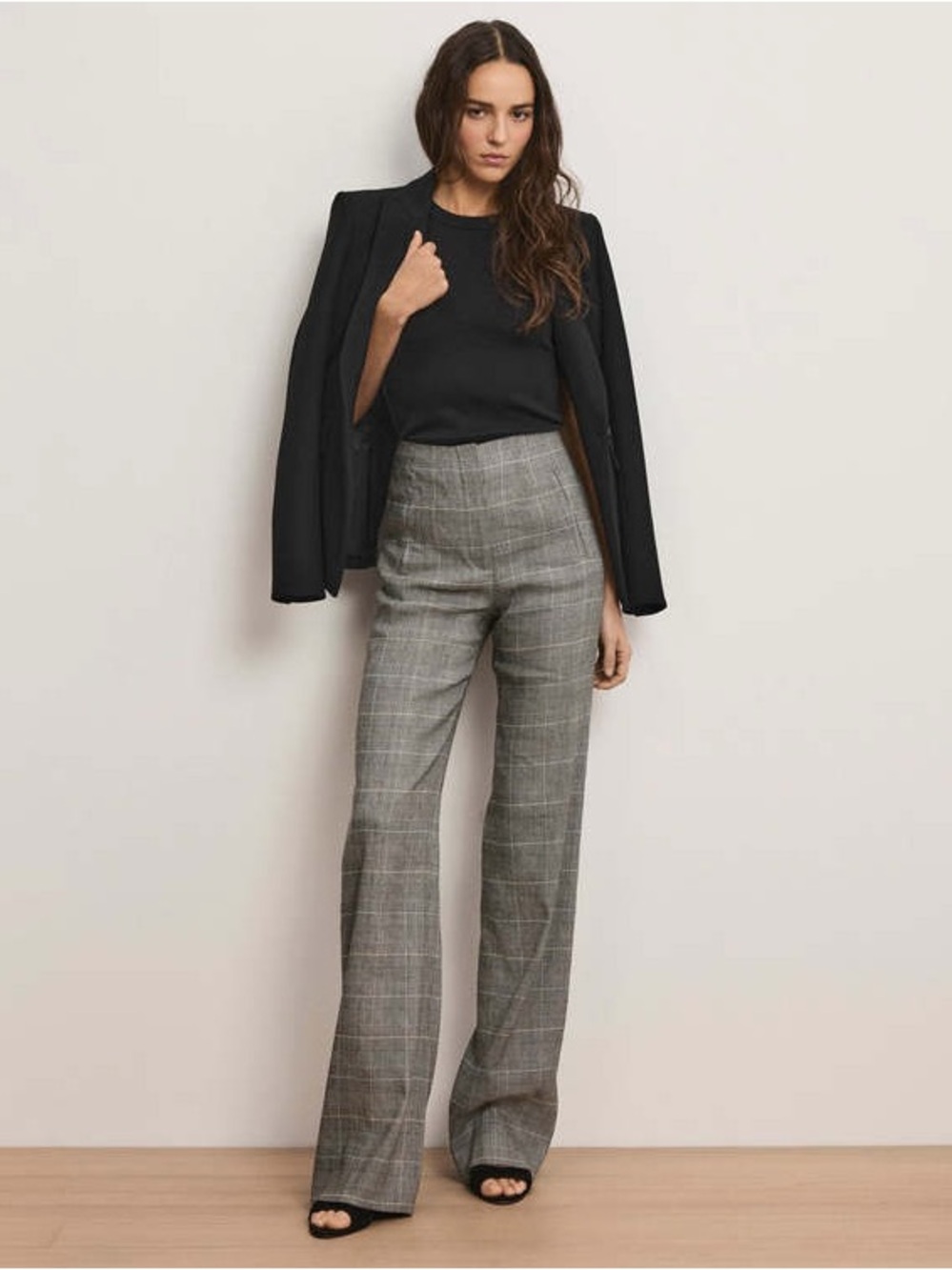 Veronica Beard Jude Plaid Linen Wide Leg Pants | Size 6